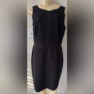 LOFT Ann Taylor Textured Black Midi Dress classy long casual party